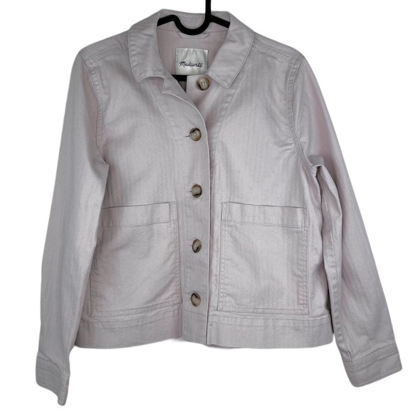 Madewell Lavender Purple Connor Cropped Button Front Chore Jacket Size XS - Picture 2 of 8